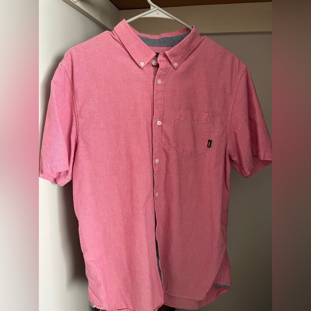 Pink men’s button up Vans shirt size large